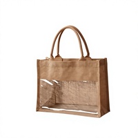 Sacs fourre-tout en toile de jute et coton, personnalisés avec logo, écologiques, portables, pour cadeaux de mariage, avec poignées en corde, transparents, vente en gros