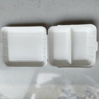 Conteneur alimentaire en papier kraft à 2 compartiments avec logo personnalisé en gros, boîte d'emballage jetable pour salade en forme de coquille pour restaurant