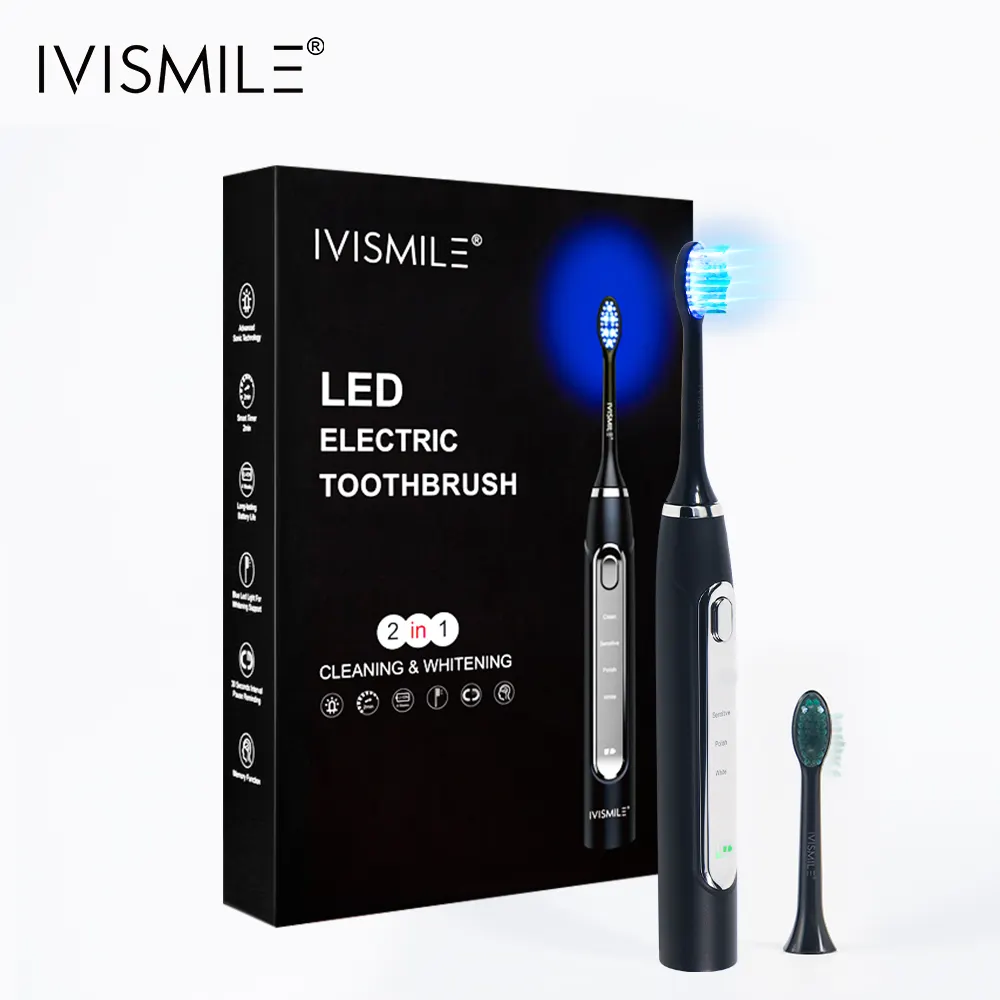 IVISMILE Wholesale Custom Logo Whitening Electric Toothbrush With 2 Replacement Heads