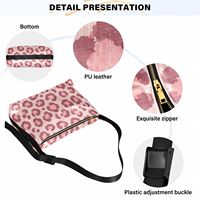 Sac à bandoulière rose imprimé léopard, sac à main léger avec fermeture éclair et sangle réglable pour femme, idéal pour un usage quotidien