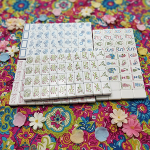 Set di Mahjong Personalizzato Blu per Donne, Lussuoso in Acrilico a 2 Strati, 30mm 160 166 Pezzi, Miss Darling con Tappetino e Fiocchi - Product Image 6