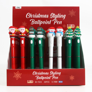 Bolígrafo creativo de dibujos animados navideños personalizado con LED, diseño de alce, sombrero festivo, muñeco de nieve, set de regalo al por mayor, plástico con impresión UV - Product Image 2