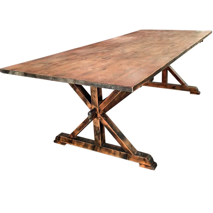 Sunzo โต๊ะไม้สำหรับทำอาหารกลางแจ้ง,โต๊ะฟาร์มเลี้ยงอาหารค่ำสำหรับร้านอาหารงานเลี้ยงงานแต่งงาน