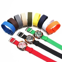 Bracelet de montre en nylon tissé vert militaire 14mm 16mm 18mm 20mm 22mm avec boucle noire Bracelet perlon tressé Tropic
