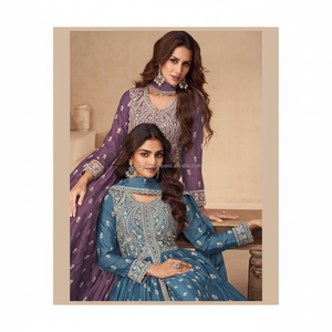 Vêtements de créateurs indiens Georgette avec travail de broderie Bordure en dentelle Saree et travail de conception de broderie avec perle Revert Diamond - Product Image 1