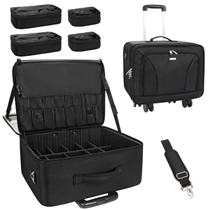 Relavel Trousse de maquillage roulante, organisateur cosmétique à 3 couches, <span class=keywords><strong>maquilleur</strong></span> <span class=keywords><strong>coiffeur</strong></span> avec roues universelles détachables - Product Image 2
