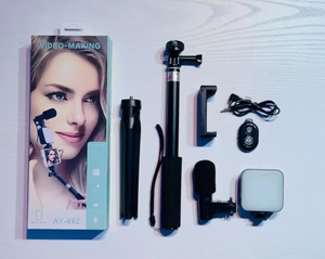 Kit d'enregistrement vidéo pour débutants avec microphone, lumière vidéo, trépied, kit de vlogging, accessoires photo, kit de blogage - Product Image 3