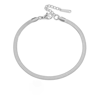 Tobillera de Plata de Diseño Moderno de 3/4 mm, Joyería de Acero Inoxidable, Cadena Plana Tipo Serpiente para el Pie