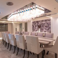 Lustre optique réglable haute fiabilité pour salle de banquet, hôtel, restaurant haut de gamme, lustres en verre personnalisés, LED, acier inoxydable