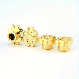 4 capuchons de valve en forme de dollar doré pour voitures et motos, avec cristaux brillants, pour pneus et tiges de valve - Product Image 1