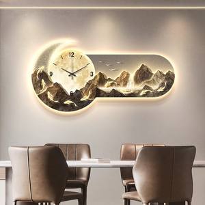 <span class=keywords><strong>Mural</strong></span> de Pared con Paisaje Lunar, Decoración para Sala de Estar, Arte de Fondo, Nuevo Estilo con Reloj, Pintura de Luz Luminosa Acrílica - Product Image 3