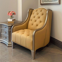 Fauteuil de salon vintage en bois massif et cuir véritable, style rétro, pour salon, extérieur, chambre/décor de bureau