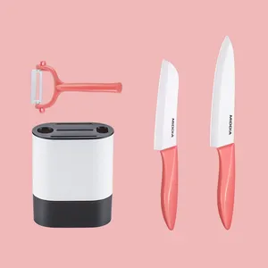 Ceramic Knives Set Black 6 Inch Chef Cutting Kitchen Knife 4.5 Inch Fruit Cutter With Peeler 2 Pieces