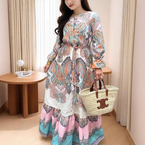 SS039 Nuovo Arrivo Estate 2026 per Vacanze, Tuta Lunga da Donna Vintage <span class=keywords><strong>Etnica</strong></span> con Scollo a V e Maniche Corte, Stile Transfrontaliero - Product Image 2