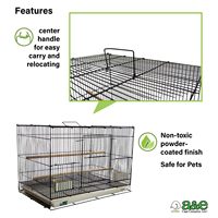 Cage volière carrée spacieuse avec poignée de transport portable, plusieurs perchoirs, récipients à nourriture, boîte simple pour petit animal domestique