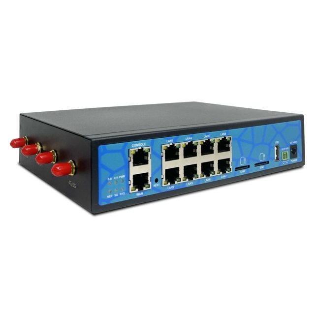 AX3000 Wifi 6 4G 5G Wireless Router with 8 LANs and 2 SIM Card Slots MT7981 2.4G 5.8G Firewall VPN OpenWrt Router Enterprise Use
