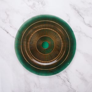 Nouvelle <span class=keywords><strong>assiette</strong></span> de chargeur en verre en gros pour la décoration de <span class=keywords><strong>table</strong></span> à manger <span class=keywords><strong>assiette</strong></span> de noël verte ronde - Product Image 4