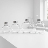 Bouteille ronde en plastique PET transparente de 50 ml, 100 ml, 200 ml, 280 ml avec bouchon doré, couvercle argenté, forme de bulbe, bouteille de décoration de Noël