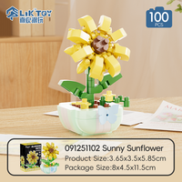 Set de Bloques de Construcción de Girasol en Maceta Personalizado OEM, Modelo Botánico 3D, Ladrillos de Construcción de Marca Privada, Venta al por Mayor de Fábrica