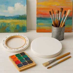 Bulk Cheap Round MDF <b>Frame</b> Painting <b>Canvas</b> SHENGCHENG Brand 280g White Blank Stretched Custom Sizes 10-60cm Artist OEM Available - Product Image 5