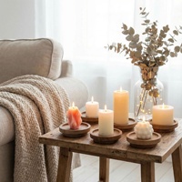 Plateau rond en bois rustique pour bougies, centre de table de Noël et de Pâques, support pour bougies piliers
