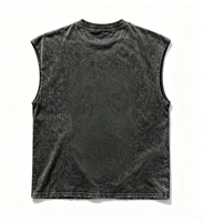 Débardeur Homme Personnalisé Kornit DTG Gris Foncé Effet Délavé Vintage avec Motif Graphique et Effet Vieilli OEM
