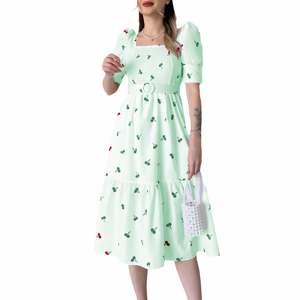 Vestidos de Corsé con Cuello en U para Mujer, Estilo Rústico, Estampado de Moda, Nuevo - Product Image 1