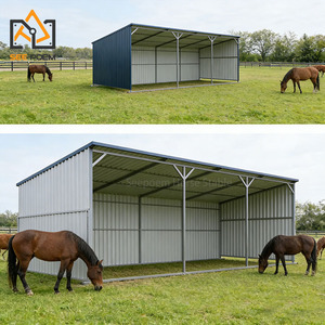 Tragbare Unterstände Pferdeställe Outdoor-Viehunterstand 4,5*4,5m Bauernhof Rinder Schafe Pferde Stahlrahmen Metalldach Unterstand - Product Image 5