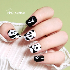 <span class=keywords><strong>Uñas</strong></span> <span class=keywords><strong>postizas</strong></span> con logotipo personalizado, fáciles de presionar en blanco y negro, bonitas <span class=keywords><strong>uñas</strong></span> <span class=keywords><strong>postizas</strong></span> de panda con dibujos animados para niñas, <span class=keywords><strong>uñas</strong></span> de diseño chino cuadradas cortas - Product Image 3