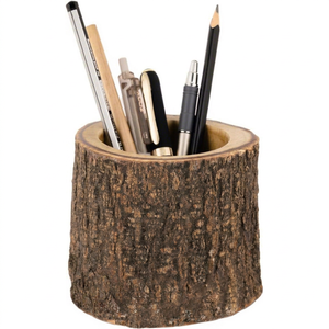 Pot à crayons rustique en bois, porte-stylos pour table, organisateur de bureau vintage en bois, décoratif style ferme - Product Image 1