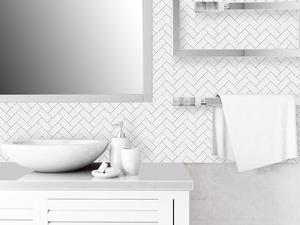 <span class=keywords><strong>Piastrelle</strong></span> Autoadesive a Spina di Pesce Bianche <span class=keywords><strong>per</strong></span> Paraschizzi Cucina e <span class=keywords><strong>Bagno</strong></span> - Product Image 5