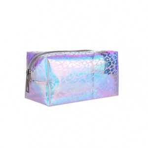 Pochette de maquillage transparente à effet laser, écologique, en TPU holographique, imperméable, pour femmes - Product Image 1