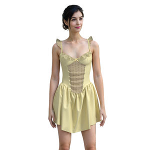 여성용 삼웨스트트 우아한 플로럴 실크 새틴 브이넥 무릎 길이 반소매 로브 코르셋 시스루 나이트가운 란제리 통기성 - Product Image 4