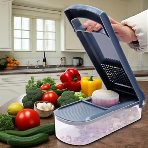 Hachoir à <span class=keywords><strong>légumes</strong></span> manuel multifonctionnel <span class=keywords><strong>en</strong></span> plastique, nouveau coupe-<span class=keywords><strong>légumes</strong></span> de cuisine avec 6 lames pour trancher et couper <span class=keywords><strong>en</strong></span> <span class=keywords><strong>dés</strong></span> les <span class=keywords><strong>légumes</strong></span> - Product Image 1