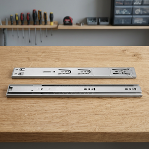 Corredera de cajón de extensión doble con rodamiento de bolas y cierre suave de acero inoxidable para gabinetes de cocina, dormitorio, comedor y sala de estar, estilo contemporáneo. - Product Image 3