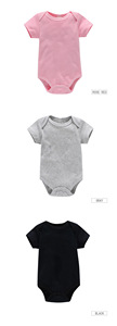 Logo personalizzato vestiti appena nati 0-1 anni tuta tinta unita tuta da arrampicata a maniche corte per neonati maschi e femmine - Product Image 2