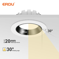ERDU alta calidad Mini Tri-Color interior LED foco de aluminio fundido a presión restaurante Showroom Downlight