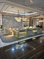 Canapé d'angle en cuir véritable sur mesure pour grand salon de villa, grand canapé modulaire de style moderne, luxueux et minimaliste