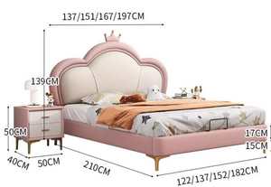 Cama de Princesa con Forma de Corona Mágica para Niñas Pequeñas - Cama de Ensueño Tapizada en PU Suave en Color Rosa - Muebles Infantiles de Estilo Nórdico - Product Image 6