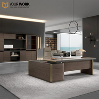 Meubles de bureau modernes haut de gamme en MDF E0, table d'ordinateur pour PDG, bureau de direction, bureau de patron, mobilier de bureau de direction de haute qualité
