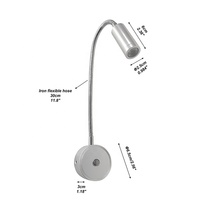 Lampe de lecture LED RV flexible 12V 24V pour camping-car et bateau 3000K 4000K 6000K noire avec chargement USB 5V et base en aluminium noir