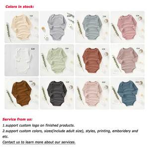 제조업체 슈퍼 소프트 소매 아기 우주복 솔리드 골지 유기농 면 아기 우주복 의류 - Product Image 3