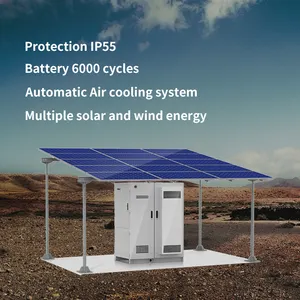 Güneş enerjisi sistemi lityum iyon batarya kapalı ızgara güneş paneli sistemi 2kw rüzgar türbini ile