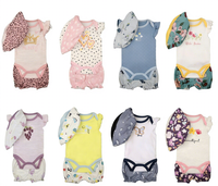Conjunto de Ropa para Bebé Unisex Bulala, 3 Piezas, Algodón Transpirable, Diseño Floral, Gorro, Pantalones Cortos sin Mangas, Mono, Verano, 0-12 Meses
