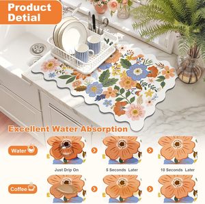 Tapis absorbant pour bar à café, séchage rapide, en diatomite, avec support antidérapant pour évier de cuisine et comptoir, directement de l'usine - Product Image 3