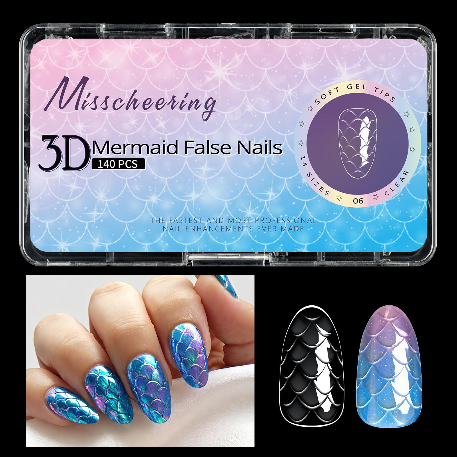 ชุดเล็บลายเกล็ดปลา 06 [140 ชิ้น]