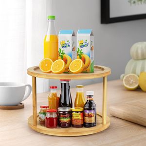 <span class=keywords><strong>Estante</strong></span> <span class=keywords><strong>Giratorio</strong></span> de Bambú de 2 Niveles para Especias, Tipo Vertical, Organizador Moderno de Almacenamiento para <span class=keywords><strong>Cocina</strong></span>, para Especias, Condimentos y Artículos de Despensa, Uso Alimentario - Product Image 5