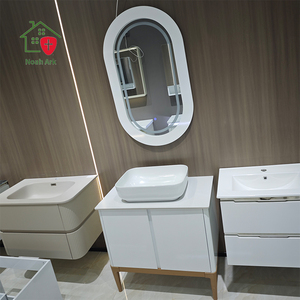 Meuble de salle de bain moderne blanc ovale avec miroir LED, certifié CE, étanche, avec bande lumineuse LED intégrée - Product Image 6