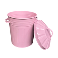 Poubelle en métal de couleur rose avec poignée et couvercle pour différents types de déchets, poubelle de qualité supérieure
