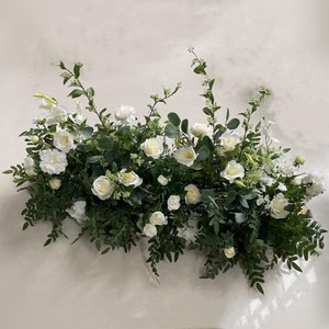 Coureur de fleurs de mariage rose blanche en <span class=keywords><strong>soie</strong></span> artificielle Coureur de fleurs de grande allée épaisse - Product Image 1
